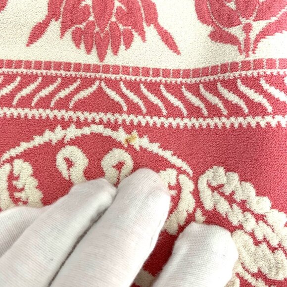 Alexander Mcqueen Pink & Cream Floral Print Knit Skirt M Size - Picture 5 of 8